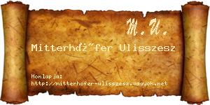 Mitterhöfer Ulisszesz névjegykártya